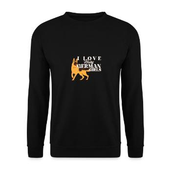 Funny German Shepherd Mama Dad I Love Hairy - Unisex Pullover - Schwarz - Vorne - Alina (178cm) & Michal (187cm)