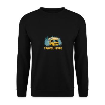 Travel More Tourist Vacation Traveler Trip Road - Unisex Sweatshirt - black - Front - Alina (178cm) & Michal (187cm)