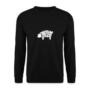 Schwein Muster Schnörkel - Unisex Pullover - Schwarz - Vorne - Alina (178cm) & Michal (187cm)