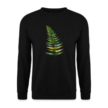 zart schimmernder Farn in verschiedenen Grüntönen - Unisex Pullover - Schwarz - Vorne - Alina (178cm) & Michal (187cm)