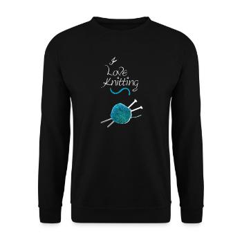 stricken sprüche, Ich liebe stricken - Unisex Pullover - Schwarz - Vorne - Alina (178cm) & Michal (187cm)