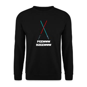 peewww bzeewww drôle de sabre laser conception de mots lumineux - Sweat-shirt Unisexe - noir - Devant - Alina (178cm) & Michal (187cm)