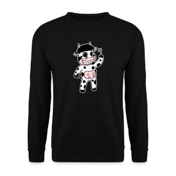 Cow with toothbrush - Unisex Sweatshirt - black - Front - Alina (178cm) & Michal (187cm)