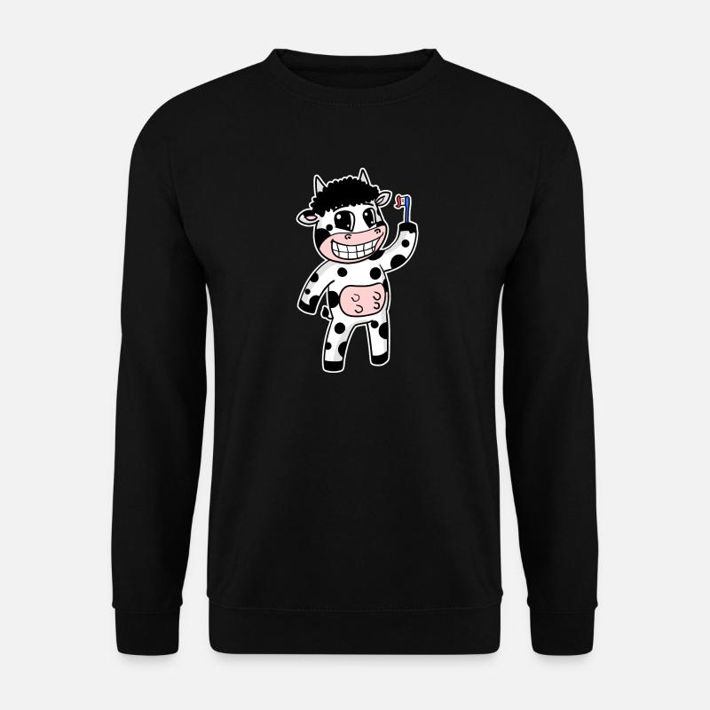 Kuh mit Zahnbürste - Unisex Pullover - Schwarz