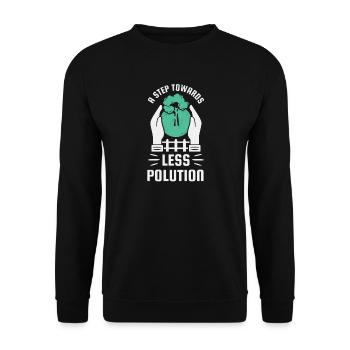 Step towards less pollution - Unisex Sweatshirt - black - Front - Alina (178cm) & Michal (187cm)