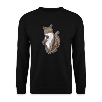 Chant du Chat Chanteur au Microphone - Sweat-shirt Unisexe - noir - Devant - Alina (178cm) & Michal (187cm)
