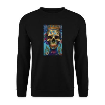 Beautiful fantasy Skull - Unisex Sweatshirt - black - Front - Alina (178cm) & Michal (187cm)