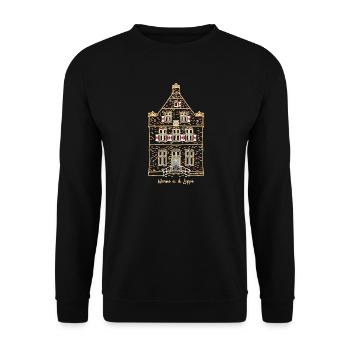Werne, première maison en pierre emblématique, quartier d’Unna - Sweat-shirt Unisexe - noir - Devant - Alina (178cm) & Michal (187cm)