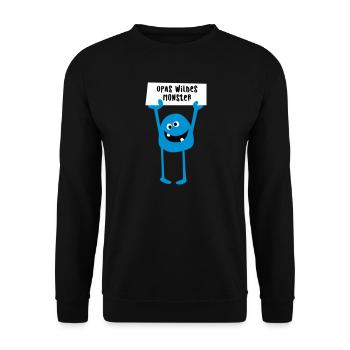 Opa Monster wild Demo Comic coole lustige Sprüche - Unisex Pullover - Schwarz - Vorne - Alina (178cm) & Michal (187cm)