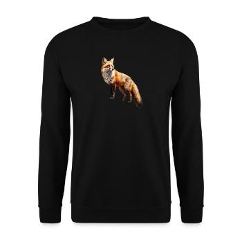 Roter Fuchs – Wildtier Alpen Design - Unisex Pullover - Schwarz - Vorne - Alina (178cm) & Michal (187cm)