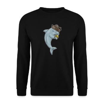 Dolphin Pirate Crochet Main - Sweat-shirt Unisexe - noir - Devant - Alina (178cm) & Michal (187cm)