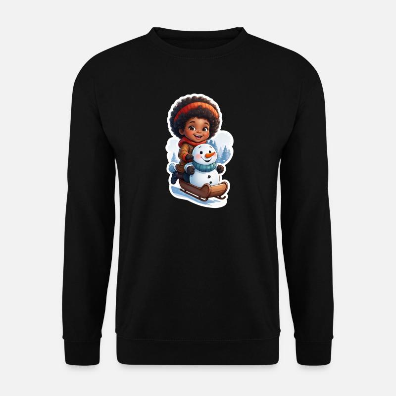 Child-friendly snowman on sled - Unisex Sweatshirt - black