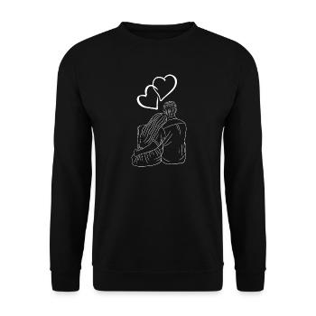 Couple Love Heart Silhouette - Unisex Sweatshirt - black - Front - Alina (178cm) & Michal (187cm)