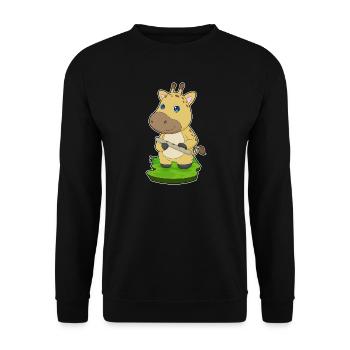 giraffe, musician, flute, music - Unisex Sweatshirt - black - Front - Alina (178cm) & Michal (187cm)