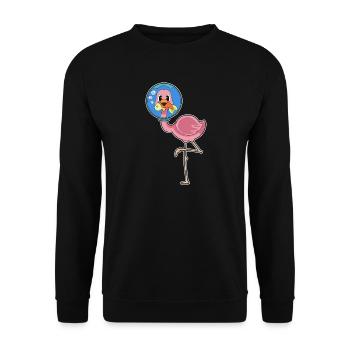 Poisson flamant rose - Sweat-shirt Unisexe - noir - Devant - Alina (178cm) & Michal (187cm)