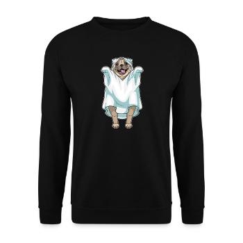 Pug Halloween Ghost - Unisex Sweatshirt - black - Front - Alina (178cm) & Michal (187cm)