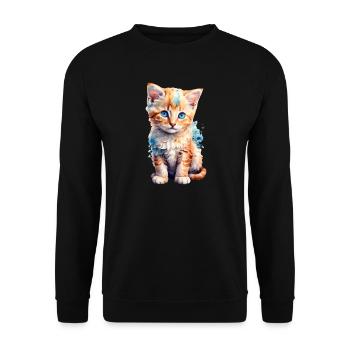 Cat with flowers - Unisex Sweatshirt - black - Front - Alina (178cm) & Michal (187cm)