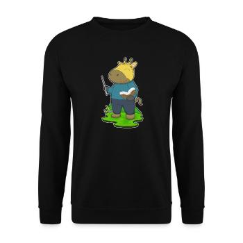 Giraffe Lehrer Buch Schule - Unisex Pullover - Schwarz - Vorne - Alina (178cm) & Michal (187cm)