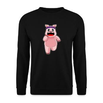 Pig Jogger Jogging Sport - Unisex Sweatshirt - black - Front - Alina (178cm) & Michal (187cm)