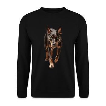 Dobermann - Unisex Pullover - Schwarz - Vorne - Alina (178cm) & Michal (187cm)