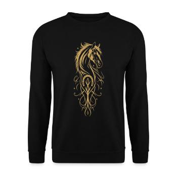 Animaux Chevaux Tatouage avec Ornements en Or - Sweat-shirt Unisexe - noir - Devant - Alina (178cm) & Michal (187cm)
