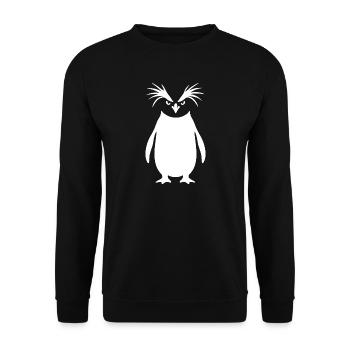 Minimalistischer Kaiserpinguin Silhouette Kunst - Unisex Pullover - Schwarz - Vorne - Alina (178cm) & Michal (187cm)