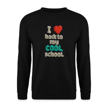 Pixel-Art, die ich liebe Zurück zu meiner coolen Schule - Unisex Pullover - Schwarz - Vorne - Alina (178cm) & Michal (187cm)