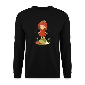 Cute Raspberry Girl Illustration - Unisex Sweatshirt - black - Front - Alina (178cm) & Michal (187cm)