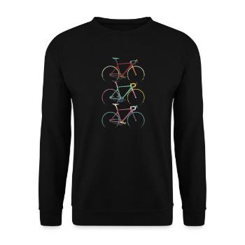 Chemise de vélo de route vintage – Retro Bike Design - Sweat-shirt Unisexe - noir - Devant - Alina (178cm) & Michal (187cm)