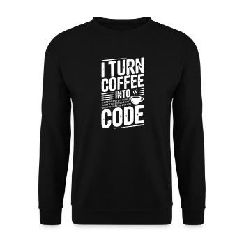 Ich verwandle Kaffee in Code - Unisex Pullover - Schwarz - Vorne - Alina (178cm) & Michal (187cm)