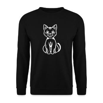 Katze weiß weißes Kätzchen T-shirt Geschenk - Unisex Pullover - Schwarz - Vorne - Alina (178cm) & Michal (187cm)