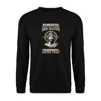 Jesus Christlich Katholiken Gläubiger Gottesdienst - Unisex Pullover - Schwarz - Vorne - Alina (178cm) & Michal (187cm)