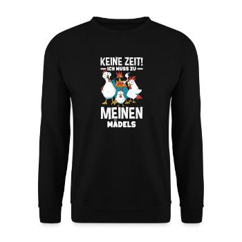 Pas le temps! Je dois aller vers mes filles – des poulets - Sweat-shirt Unisexe - noir - Devant - Alina (178cm) & Michal (187cm)