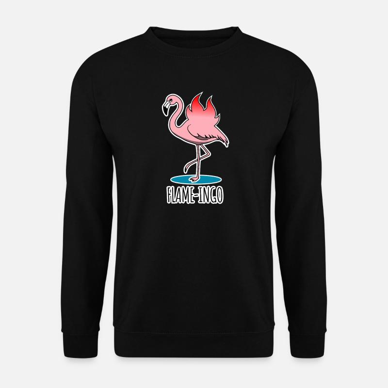 Flame-Ingo - ein flammender Flamingo - Unisex Pullover - Schwarz