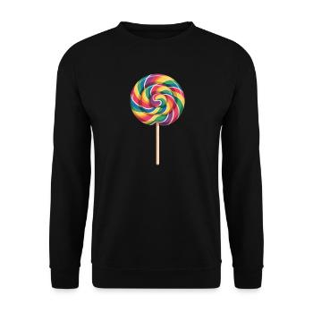 Colorful Rainbow Lollipop Spiral Look - Unisex Sweatshirt - black - Front - Alina (178cm) & Michal (187cm)
