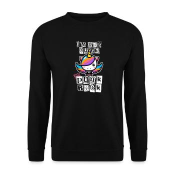 Punkrock Einhorn - Unisex Pullover - Schwarz - Vorne - Alina (178cm) & Michal (187cm)