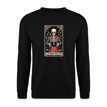The Broke Magician Skeleton Wizard Tarot - Unisex Sweatshirt - black - Front - Alina (178cm) & Michal (187cm)