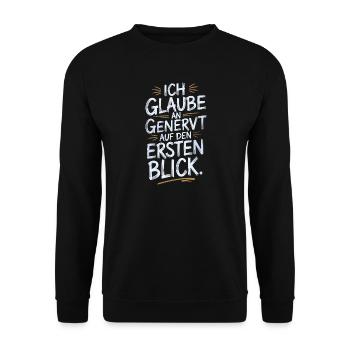 Je crois en l’humour agacé au premier coup d’œil - Sweat-shirt Unisexe - noir - Devant - Alina (178cm) & Michal (187cm)
