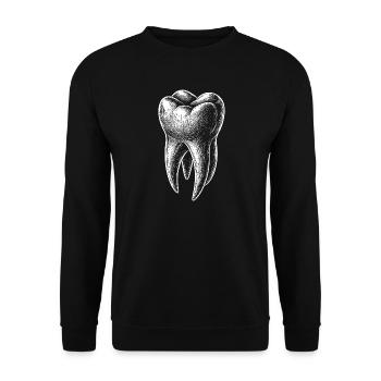 Schwarzweiß Zahnskizze Grafik - Unisex Pullover - Schwarz - Vorne - Alina (178cm) & Michal (187cm)