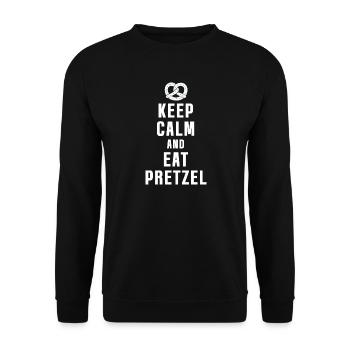 Keep Calm and Eat Pretzel - Funny Brezel - Unisex Sweatshirt - black - Front - Alina (178cm) & Michal (187cm)