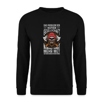 Walhalla Nordmann Wikinger Geschenk Odin - Unisex Pullover - Schwarz - Vorne - Alina (178cm) & Michal (187cm)