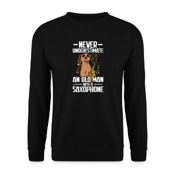 Vieil homme avec un saxophoniste - Sweat-shirt Unisexe - noir - Devant - Alina (178cm) & Michal (187cm)