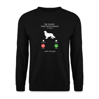 Cavalier King Charles Spaniel Is Calling Design - Unisex Sweatshirt - black - Front - Alina (178cm) & Michal (187cm)