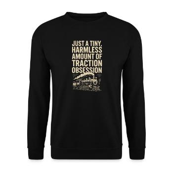 Kleine Traktionssucht | Eisenbahn - Unisex Pullover - Schwarz - Vorne - Alina (178cm) & Michal (187cm)