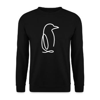 Pinguin Einlinienzeichnung Niedlich Eis Antarktis - Unisex Pullover - Schwarz - Vorne - Alina (178cm) & Michal (187cm)