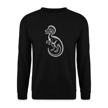 Velociraptor Linienzeichnung - Unisex Pullover - Schwarz - Vorne - Alina (178cm) & Michal (187cm)
