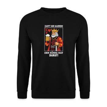 Zapft Ihr Narren König Bier Lustiger Spruch - Unisex Pullover - Schwarz - Vorne - Alina (178cm) & Michal (187cm)
