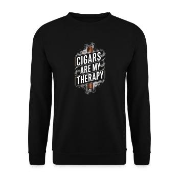 Zigarren sind meine Therapie, lustige Zigarrenraucherin - Unisex Pullover - Schwarz - Vorne - Alina (178cm) & Michal (187cm)