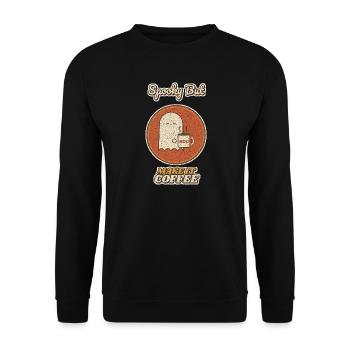 Gruselig, aber mach es Kaffee-Geist - Unisex Pullover - Schwarz - Vorne - Alina (178cm) & Michal (187cm)