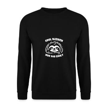 Süßes schläfriges Faultier cool bleiben - Unisex Pullover - Schwarz - Vorne - Alina (178cm) & Michal (187cm)